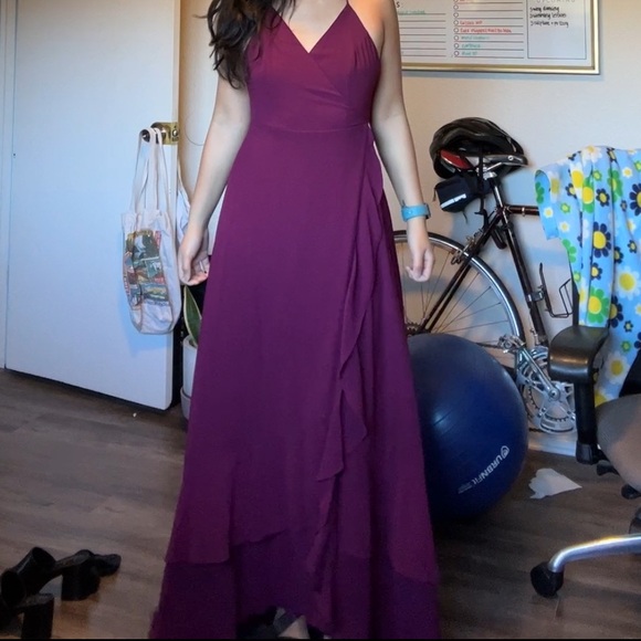 Lulus In Love Forever Plum Lace-Up High-Low Maxi Dress - Picture 2 of 3